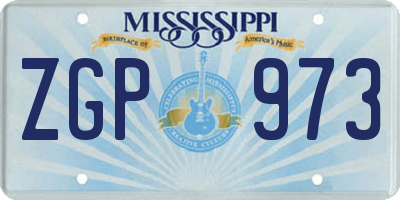MS license plate ZGP973