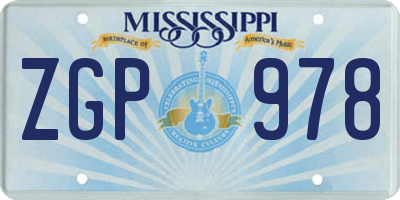 MS license plate ZGP978