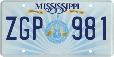 MS license plate ZGP981