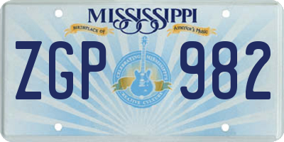 MS license plate ZGP982