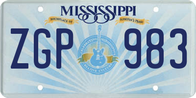 MS license plate ZGP983