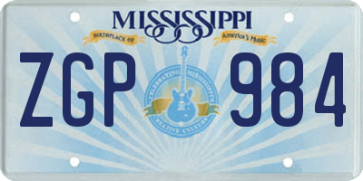 MS license plate ZGP984