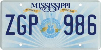 MS license plate ZGP986