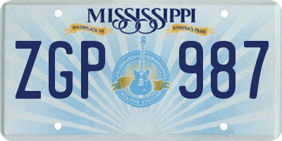 MS license plate ZGP987