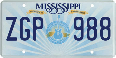 MS license plate ZGP988
