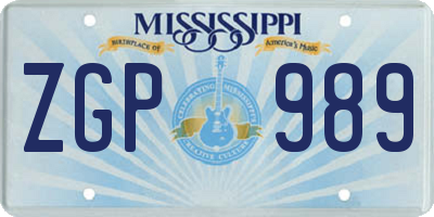 MS license plate ZGP989
