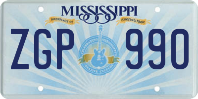 MS license plate ZGP990