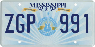 MS license plate ZGP991