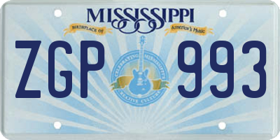 MS license plate ZGP993