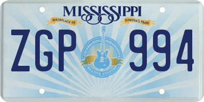 MS license plate ZGP994
