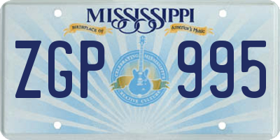 MS license plate ZGP995