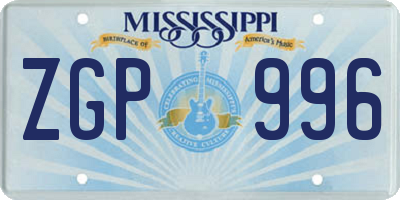 MS license plate ZGP996