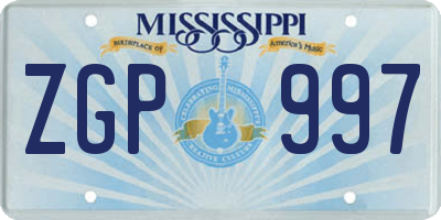 MS license plate ZGP997