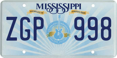 MS license plate ZGP998