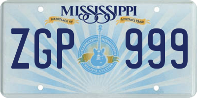 MS license plate ZGP999
