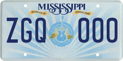 MS license plate ZGQ000