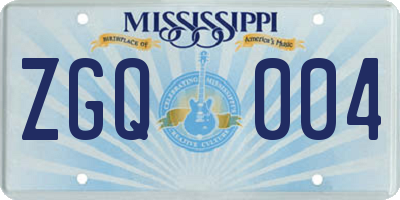MS license plate ZGQ004