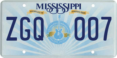 MS license plate ZGQ007