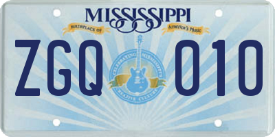 MS license plate ZGQ010