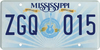 MS license plate ZGQ015