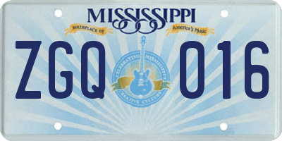 MS license plate ZGQ016