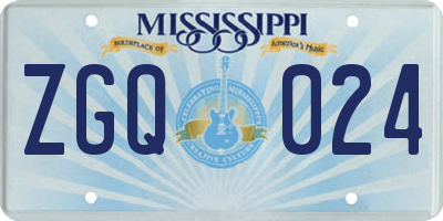 MS license plate ZGQ024