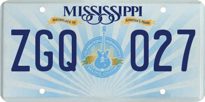MS license plate ZGQ027