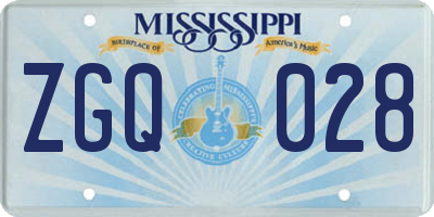MS license plate ZGQ028