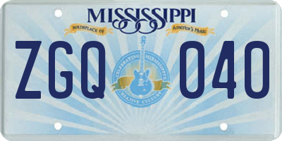MS license plate ZGQ040