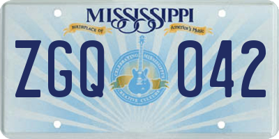 MS license plate ZGQ042