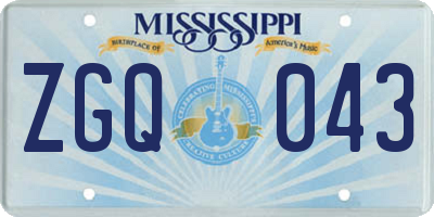 MS license plate ZGQ043