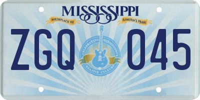 MS license plate ZGQ045