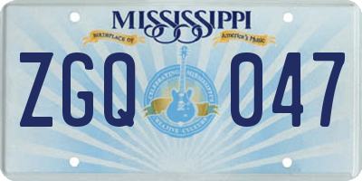 MS license plate ZGQ047
