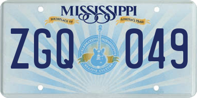 MS license plate ZGQ049