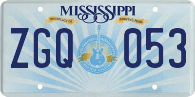 MS license plate ZGQ053