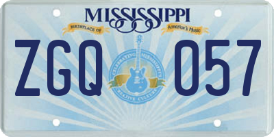 MS license plate ZGQ057