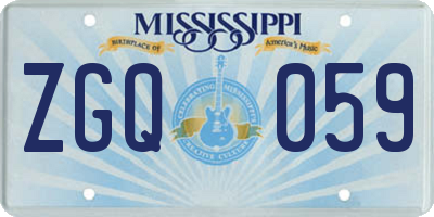 MS license plate ZGQ059
