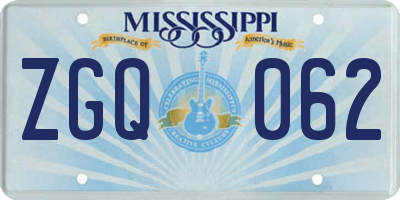MS license plate ZGQ062