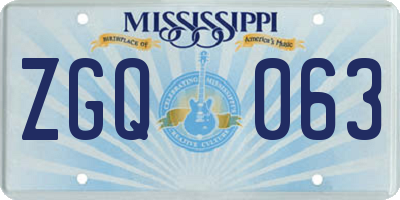 MS license plate ZGQ063
