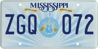 MS license plate ZGQ072