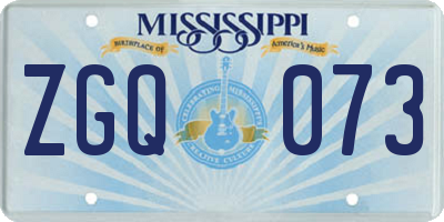 MS license plate ZGQ073