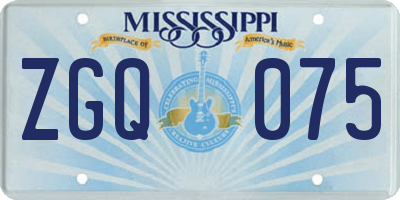 MS license plate ZGQ075