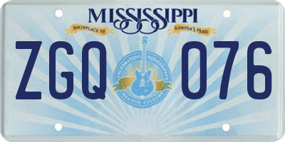 MS license plate ZGQ076