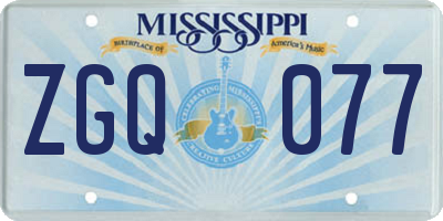 MS license plate ZGQ077