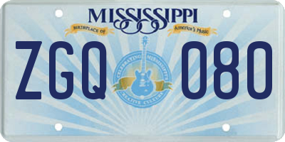 MS license plate ZGQ080