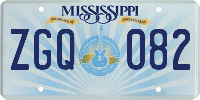 MS license plate ZGQ082