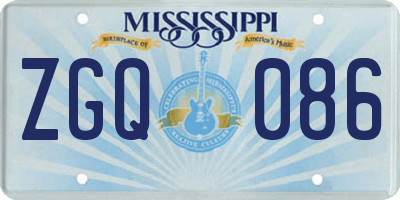 MS license plate ZGQ086