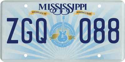 MS license plate ZGQ088