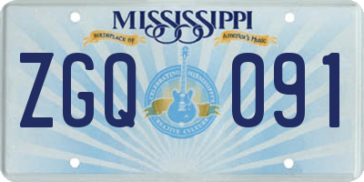 MS license plate ZGQ091