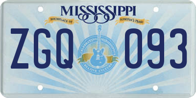 MS license plate ZGQ093